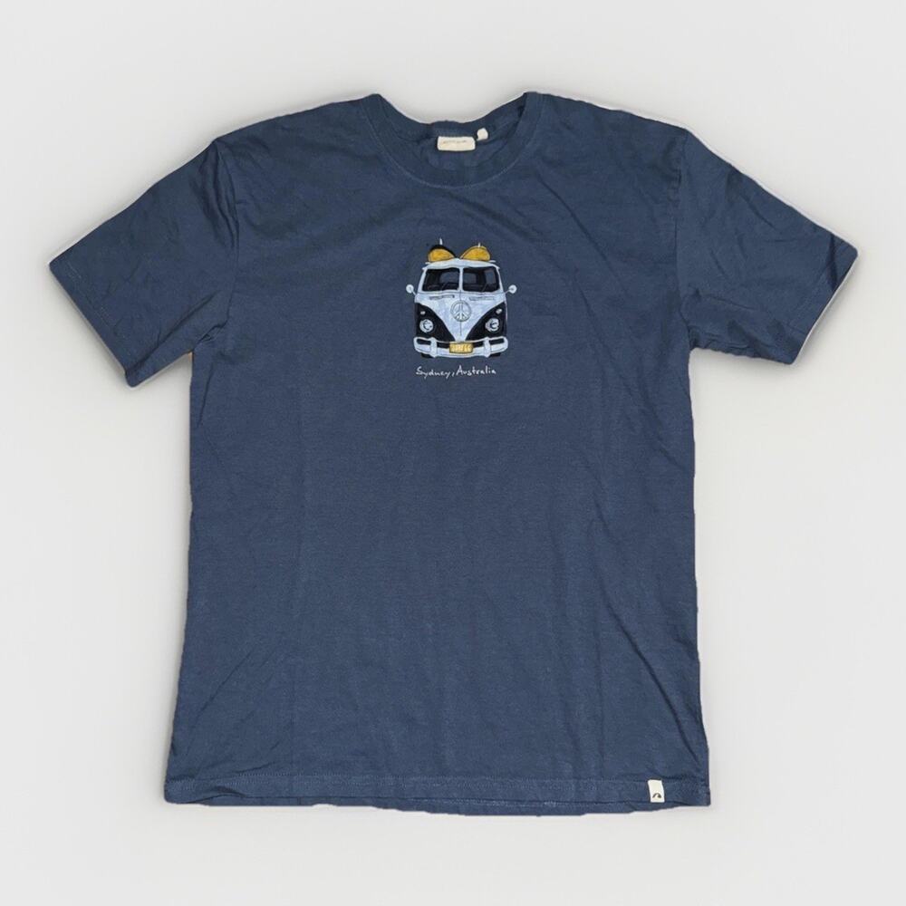 Pacific Creation VW Bus Graphic T-Shirt Men’s Small Blue Surf Beach Classic Fit
